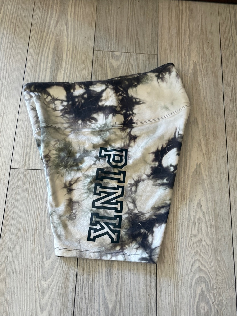 PINK Victoria's Secret Grey, White & Black Tie-Dye Shorts